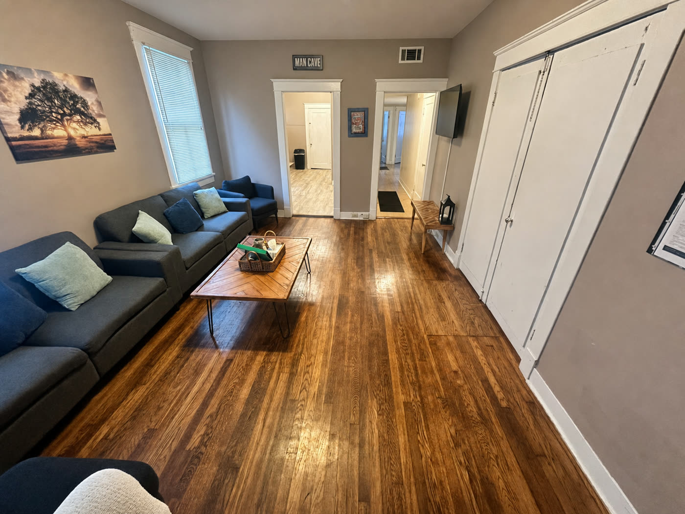 The shared living room at a Magnolia Haven Recovery home, with comfortable seating and natural light